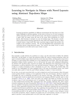 Learning to Navigate in Mazes with Novel Layouts using Abstract Top-down
  Maps