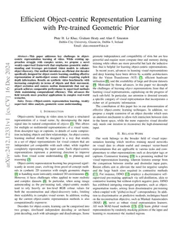Efficient Object-centric Representation Learning with Pre-trained
  Geometric Prior