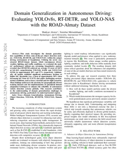 Domain Generalization in Autonomous Driving: Evaluating YOLOv8s,
  RT-DETR, and YOLO-NAS with the ROAD-Almaty Dataset