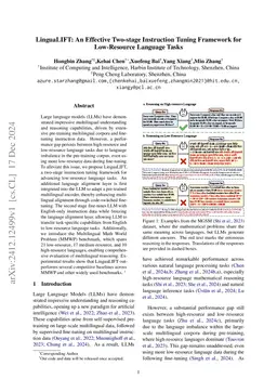 LinguaLIFT: An Effective Two-stage Instruction Tuning Framework for Low-Resource Language Reasoning
