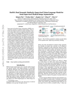 DuSSS: Dual Semantic Similarity-Supervised Vision-Language Model for
  Semi-Supervised Medical Image Segmentation