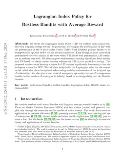 Lagrangian Index Policy for Restless Bandits with Average Reward
