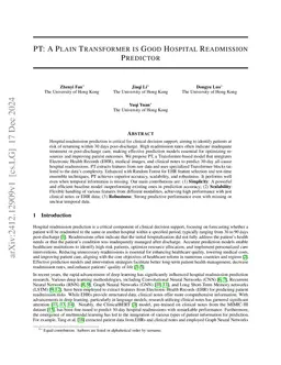 PT: A Plain Transformer is Good Hospital Readmission Predictor