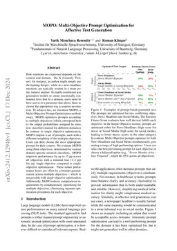 MOPO: Multi-Objective Prompt Optimization for Affective Text Generation