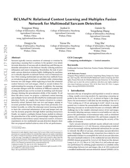 RCLMuFN: Relational Context Learning and Multiplex Fusion Network for
  Multimodal Sarcasm Detection