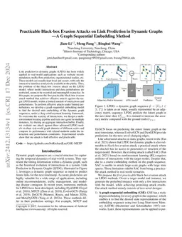 Practicable Black-box Evasion Attacks on Link Prediction in Dynamic
  Graphs -- A Graph Sequential Embedding Method