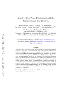 Adaptive Two-Phase Finetuning LLMs for Japanese Legal Text Retrieval