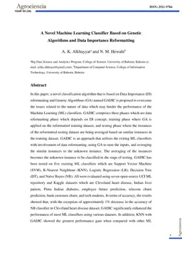 A Novel Machine Learning Classifier Based on Genetic Algorithms and Data
  Importance Reformatting