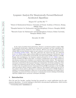 Lyapunov Analysis For Monotonically Forward-Backward Accelerated Algorithms