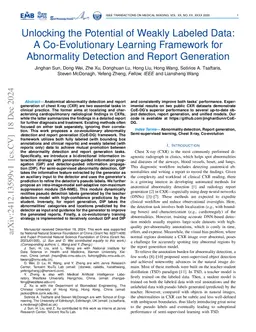 Unlocking the Potential of Weakly Labeled Data: A Co-Evolutionary
  Learning Framework for Abnormality Detection and Report Generation