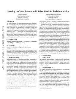 Learning to Control an Android Robot Head for Facial Animation