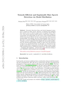 Towards Efficient and Explainable Hate Speech Detection via Model
  Distillation