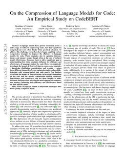 On the Compression of Language Models for Code: An Empirical Study on
  CodeBERT