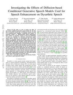 Investigating the Effects of Diffusion-based Conditional Generative
  Speech Models Used for Speech Enhancement on Dysarthric Speech