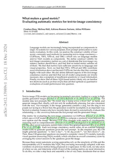 What makes a good metric? Evaluating automatic metrics for text-to-image
  consistency