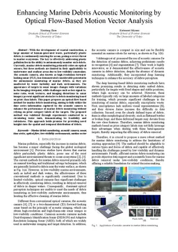 Enhancing Marine Debris Acoustic Monitoring by Optical Flow-Based Motion Vector Analysis