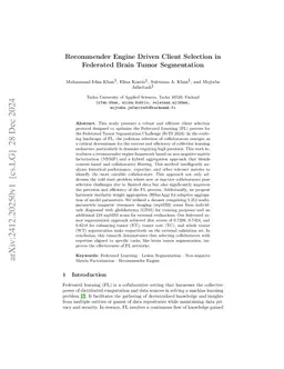 Recommender Engine Driven Client Selection in Federated Brain Tumor Segmentation