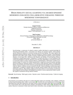 High-fidelity social learning via shared episodic memories enhances collaborative foraging through mnemonic convergence