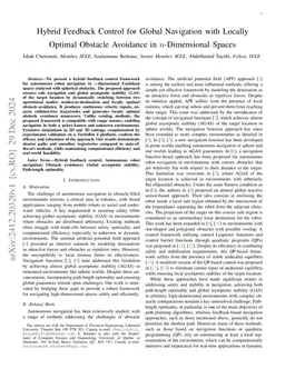 Hybrid Feedback Control for Global Navigation with Locally Optimal Obstacle Avoidance in n-Dimensional Spaces