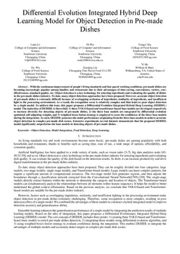 Differential Evolution Integrated Hybrid Deep Learning Model for Object Detection in Pre-made Dishes