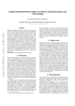 Utilizing Multimodal Data for Edge Case Robust Call-sign Recognition and Understanding