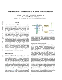 JADE: Joint-aware Latent Diffusion for 3D Human Generative Modeling