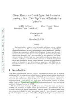 Game Theory and Multi-Agent Reinforcement Learning : From Nash Equilibria to Evolutionary Dynamics