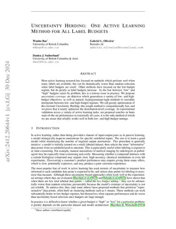 Uncertainty Herding: One Active Learning Method for All Label Budgets