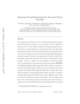 Enhancing Visual Representation for Text-based Person Searching