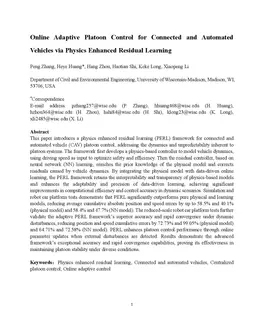 Online Adaptive Platoon Control for Connected and Automated Vehicles via Physics Enhanced Residual Learning