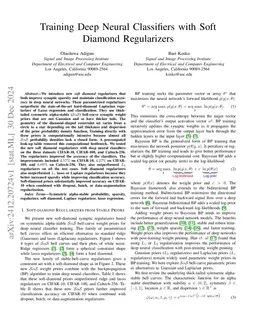 Soft Diamond Regularizers for Deep Learning
