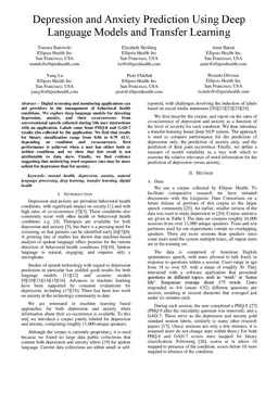 Depression and Anxiety Prediction Using Deep Language Models and Transfer Learning