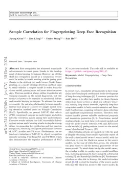 Sample Correlation for Fingerprinting Deep Face Recognition