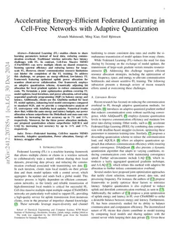 Accelerating Energy-Efficient Federated Learning in Cell-Free Networks with Adaptive Quantization