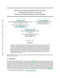 About rectified sigmoid function for enhancing the accuracy of Physics-Informed Neural Networks