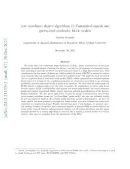 Low coordinate degree algorithms II: Categorical signals and generalized stochastic block models