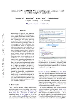 HumanEval Pro and MBPP Pro: Evaluating Large Language Models on Self-invoking Code Generation