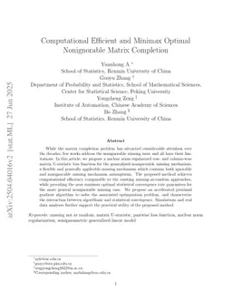 Computational Efficient and Minimax Optimal Nonignorable Matrix Completion