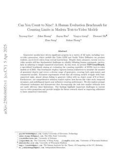 Can You Count to Nine? A Human Evaluation Benchmark for Counting Limits in Modern Text-to-Video Models