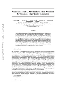 VocalNet: Speech LLM with Multi-Token Prediction for Faster and High-Quality Generation
