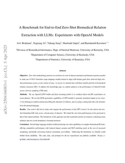 A Benchmark for End-to-End Zero-Shot Biomedical Relation Extraction with LLMs: Experiments with OpenAI Models