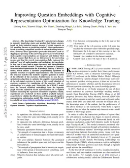 Improving Question Embeddings with Cognitive Representation Optimization for Knowledge Tracing