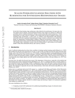 Scaling Federated Learning Solutions with Kubernetes for Synthesizing Histopathology Images