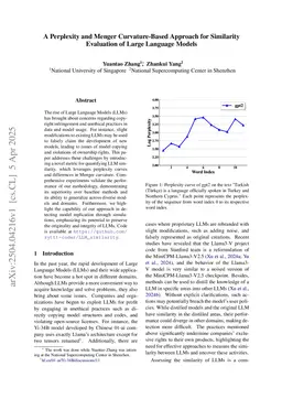 A Perplexity and Menger Curvature-Based Approach for Similarity Evaluation of Large Language Models