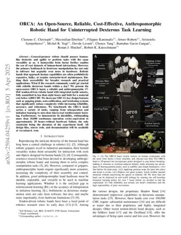 ORCA: An Open-Source, Reliable, Cost-Effective, Anthropomorphic Robotic Hand for Uninterrupted Dexterous Task Learning