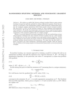 Randomised Splitting Methods and Stochastic Gradient Descent