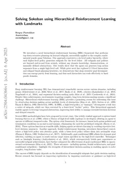 Solving Sokoban using Hierarchical Reinforcement Learning with Landmarks
