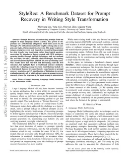 StyleRec: A Benchmark Dataset for Prompt Recovery in Writing Style Transformation