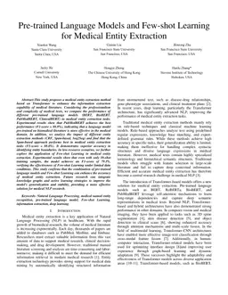 Pre-trained Language Models and Few-shot Learning for Medical Entity Extraction