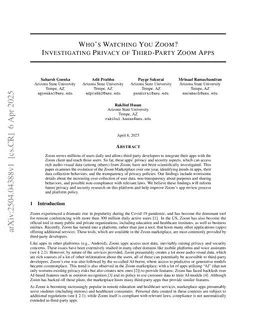 Who's Watching You Zoom? Investigating Privacy of Third-Party Zoom Apps
